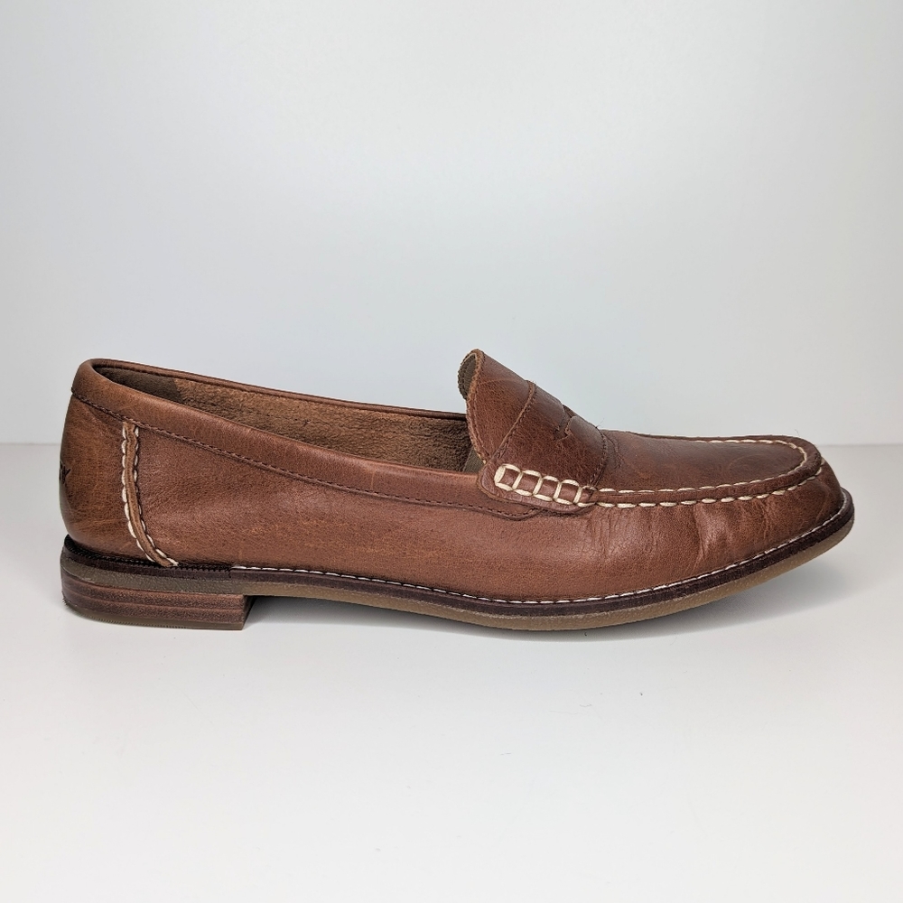 sperry leather loafers womens